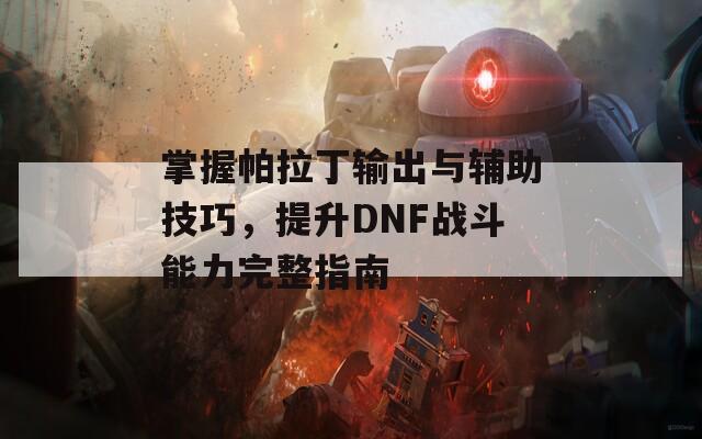 掌握帕拉丁输出与辅助技巧，提升DNF战斗能力完整指南