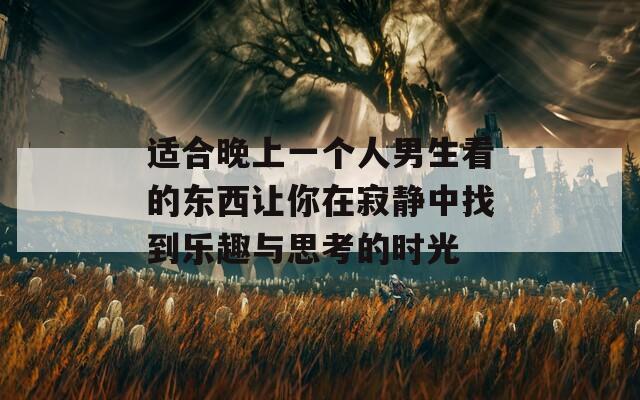 适合晚上一个人男生看的东西让你在寂静中找到乐趣与思考的时光