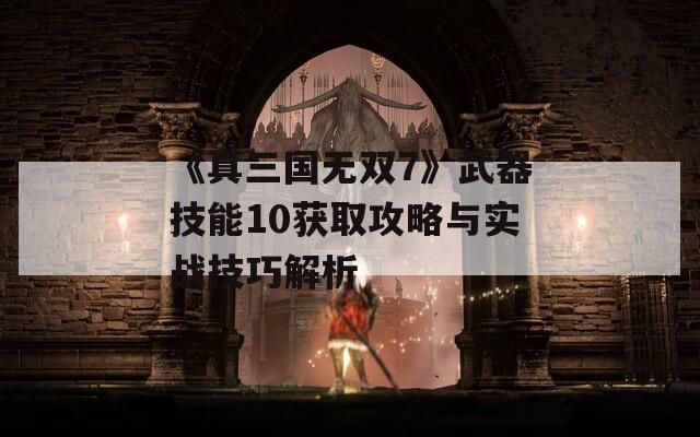 《真三国无双7》武器技能10获取攻略与实战技巧解析