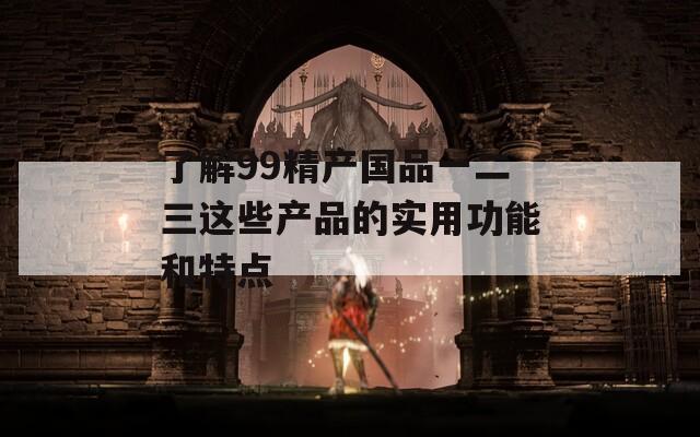 了解99精产国品一二三这些产品的实用功能和特点