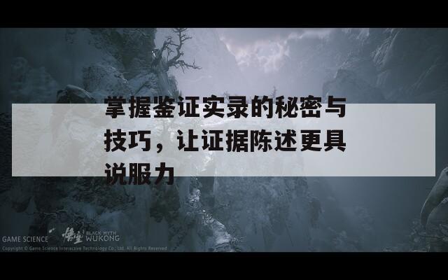 掌握鉴证实录的秘密与技巧，让证据陈述更具说服力