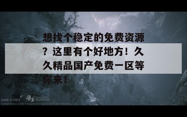 想找个稳定的免费资源？这里有个好地方！久久精品国产免费一区等你来！