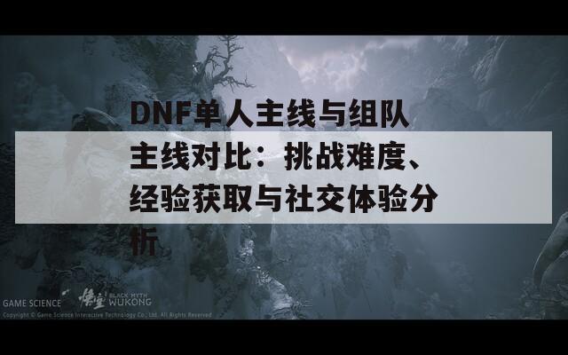 DNF单人主线与组队主线对比：挑战难度、经验获取与社交体验分析