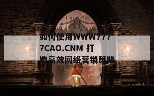 如何使用WWW7777CAO.CNM 打造高效网络营销策略