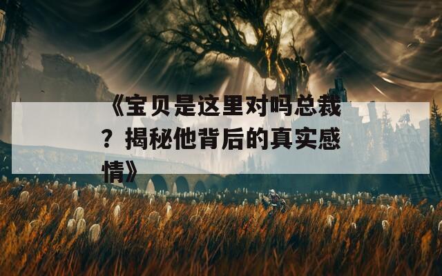 《宝贝是这里对吗总裁？揭秘他背后的真实感情》