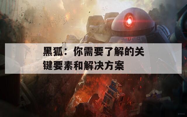 黑狐：你需要了解的关键要素和解决方案
