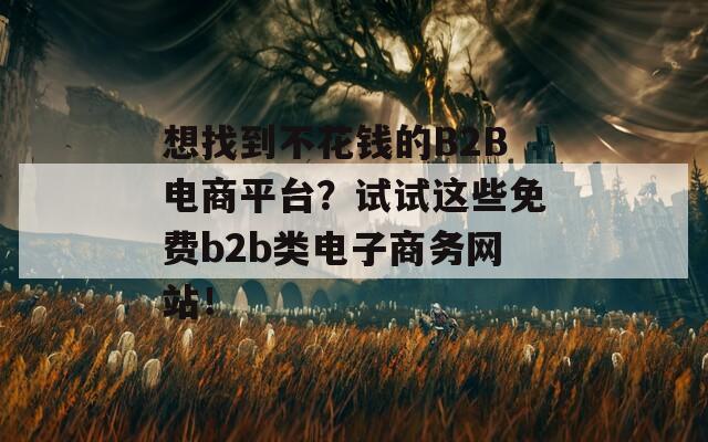 想找到不花钱的B2B电商平台？试试这些免费b2b类电子商务网站！
