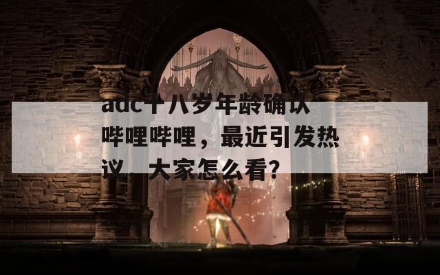 adc十八岁年龄确认哔哩哔哩，最近引发热议，大家怎么看？