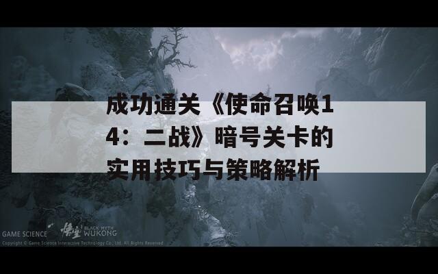 成功通关《使命召唤14：二战》暗号关卡的实用技巧与策略解析