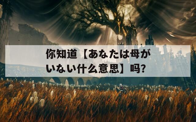 你知道【あなたは母がいない什么意思】吗？