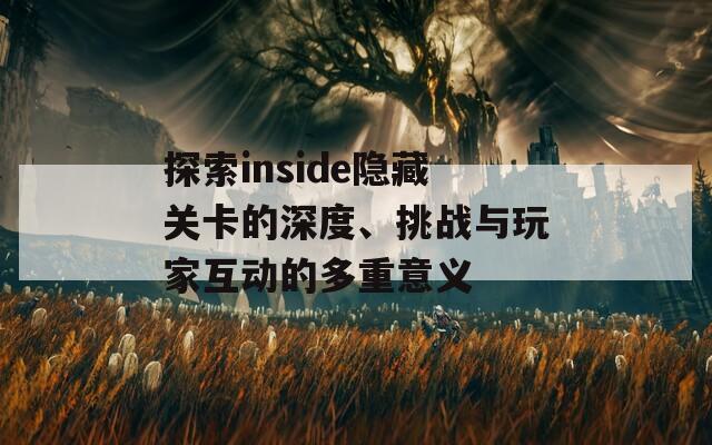 探索inside隐藏关卡的深度、挑战与玩家互动的多重意义