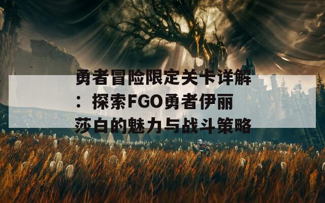 勇者冒险限定关卡详解：探索FGO勇者伊丽莎白的魅力与战斗策略