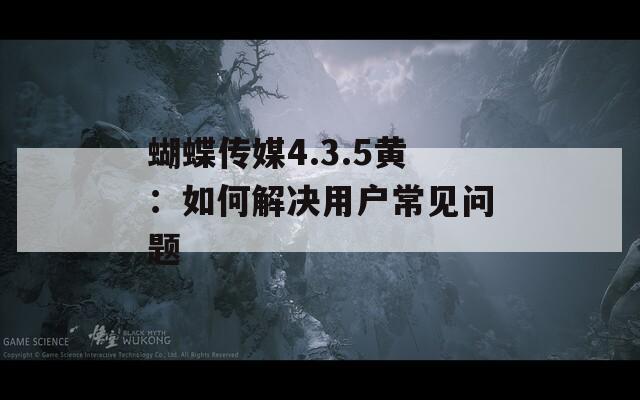 蝴蝶传媒4.3.5黄：如何解决用户常见问题