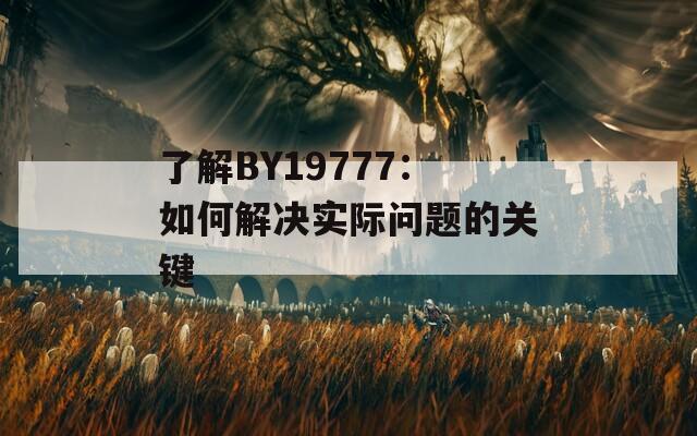 了解BY19777：如何解决实际问题的关键