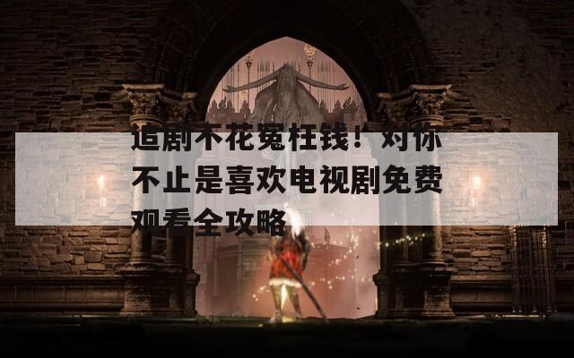 追剧不花冤枉钱！对你不止是喜欢电视剧免费观看全攻略
