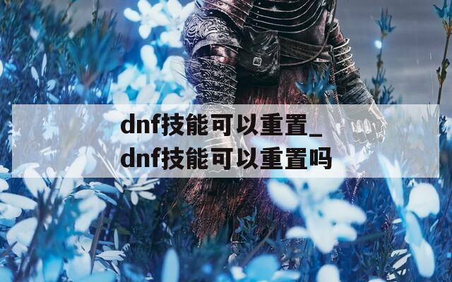 dnf技能可以重置_dnf技能可以重置吗
