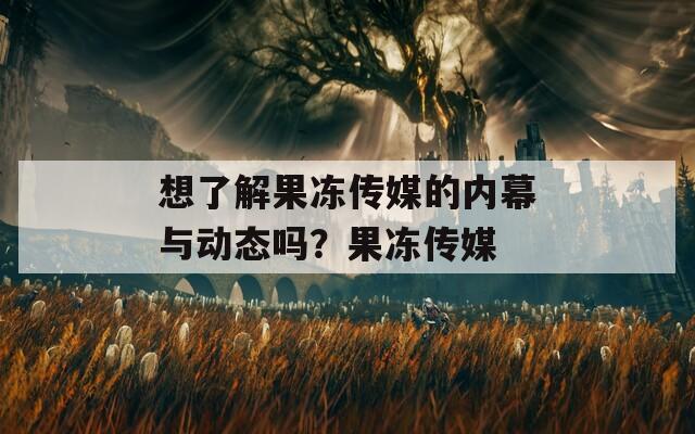 想了解果冻传媒的内幕与动态吗？果冻传媒
